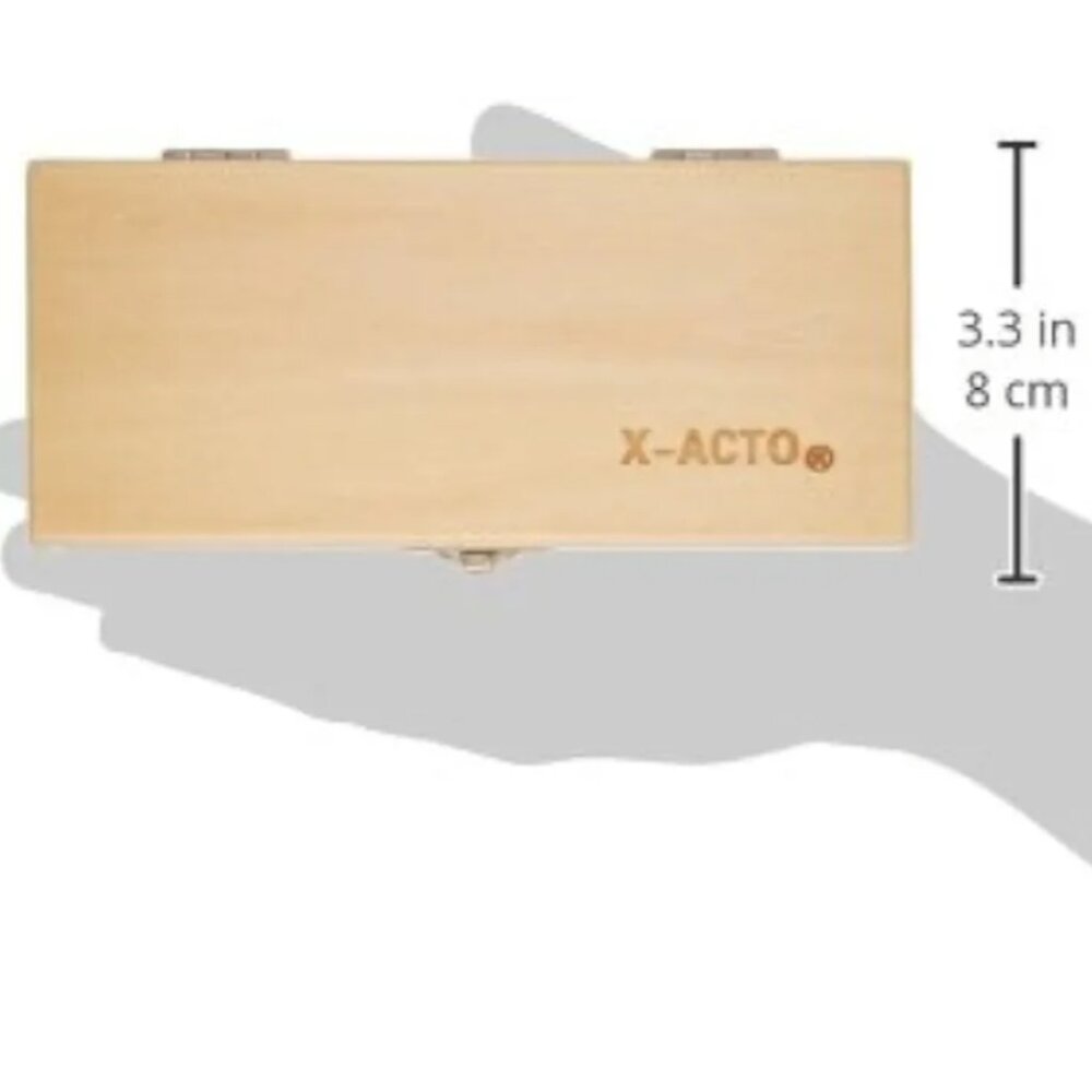 X-ACTO BASIC KNIFE SET-3PRECISION KNIVES-10 PRECISION BLADES-WOODEN CHEST - Picture 3 of 9